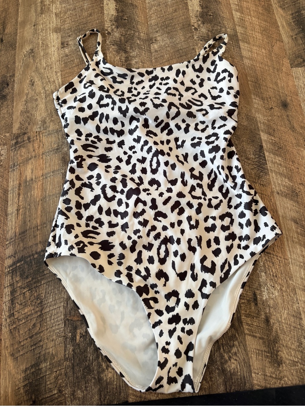 Aerie Leopard Print One-Piece Swimsuit - White & Black